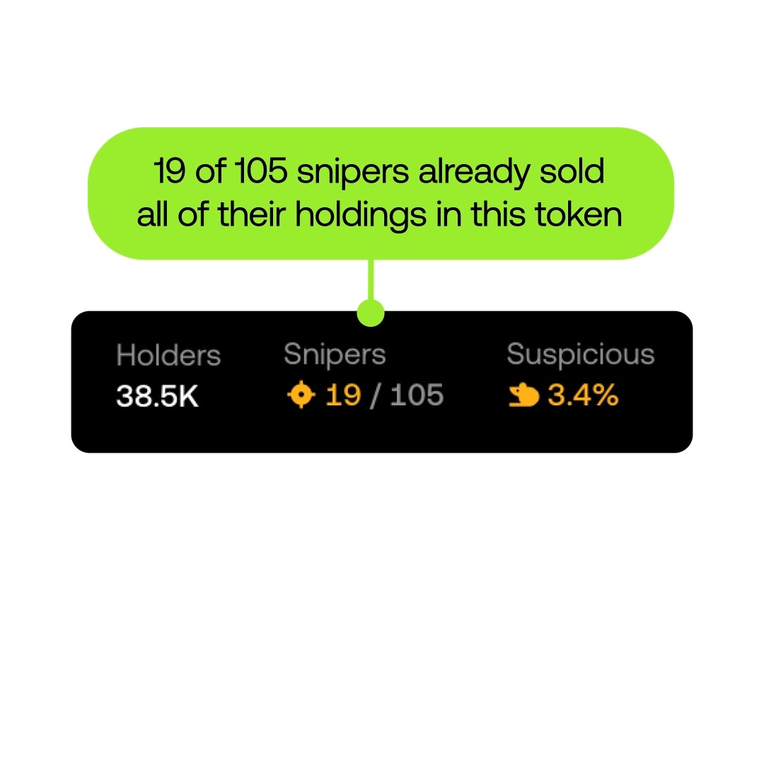 Don't be a sitting duck for onchain snipers 𖦏🦆💥 Discover how our DEX can help you determine if snipers are still HODLing that token you're interested in ↴