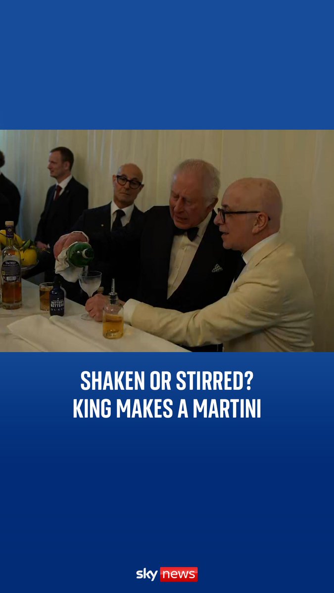 The King was filmed making a martini with actor Stanley Tucci at a black tie event celebrating Italian cuisine and 'slow food'. The King and Queen were also joined by Victoria and David Beckham, Donatella Versace and Dame Helen Mirren.