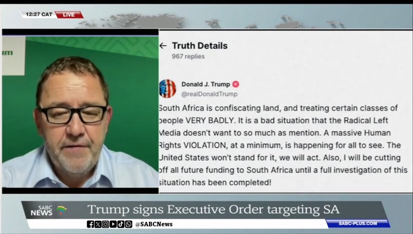 DEVELOPING: AfriForum's Kallie Kriel describes the recent sanctions imposed by US President Donald Trump as a real crisis. Kriel emphasised their loyalty and commitment to the country. He further says, "We will not survive as a cultural community anywhere else in the world."