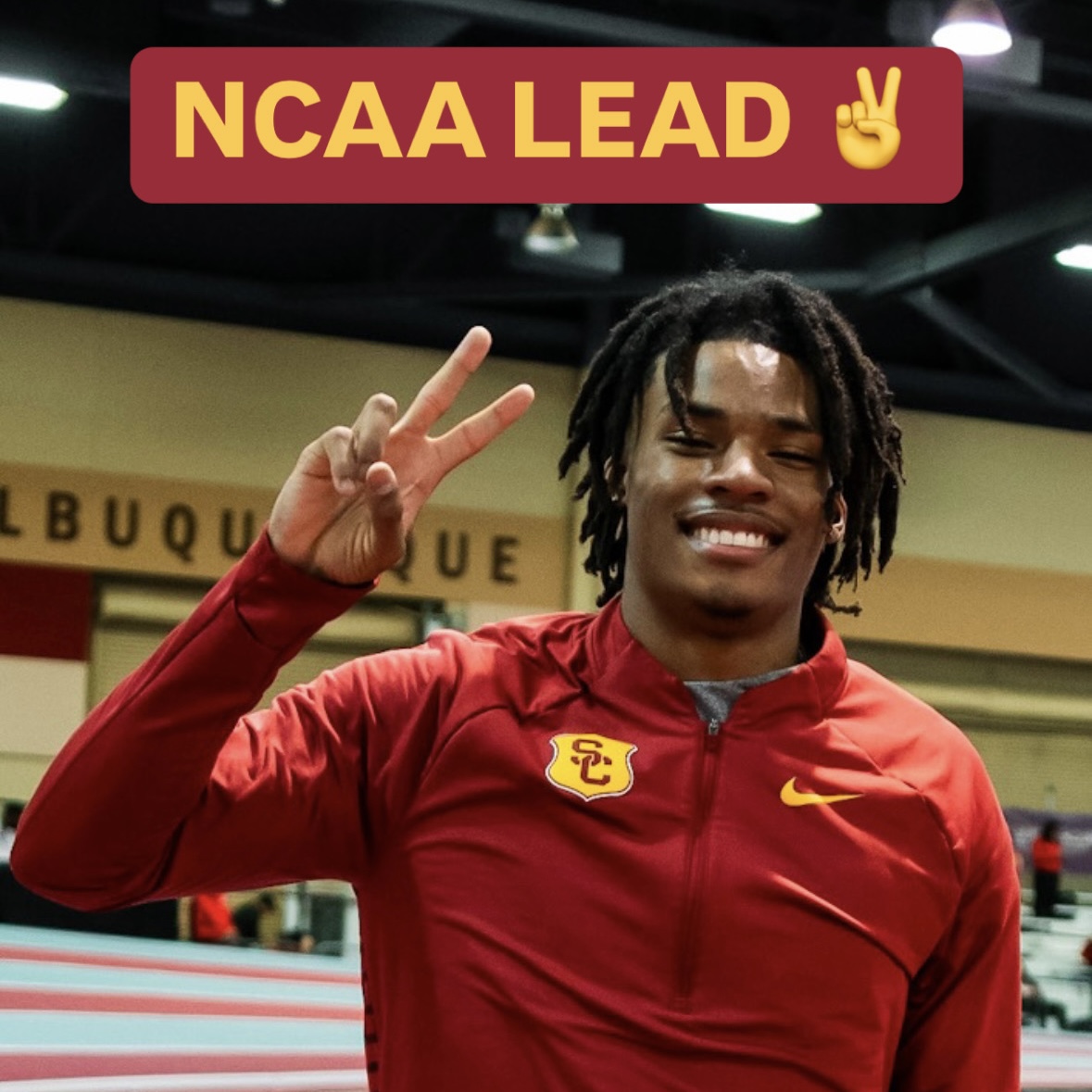 JC Stevenson now leads the NCAA in the 60m (6.50) AND long jump (8.17m/26-9.75)!