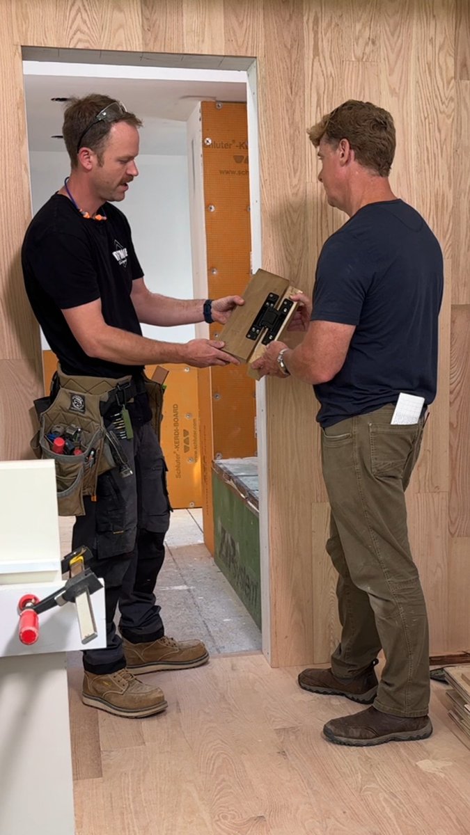 🚪✨ Talk about a disappearing act! The #TOHRidgewood team created a hidden door in the primary bedroom for a sleek, seamless look.