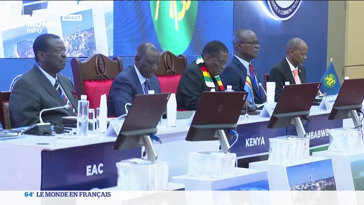 Réunis en #Tanzanie, et en présence de Félix #Tshisekedi et de Paul #Kagame, les dirigeants des pays membres de la CAE/EAC et de la CDAA/SADC, appellent à un cessez-le-feu "immédiat et inconditionnel" dans l'Est de la #RDC.
