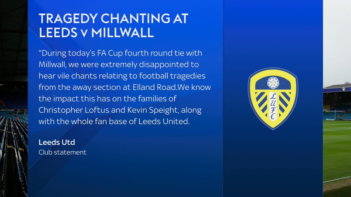 Leeds United and Millwall have condemned tragedy chanting heard at Elland Road during their FA Cup 4th round match.