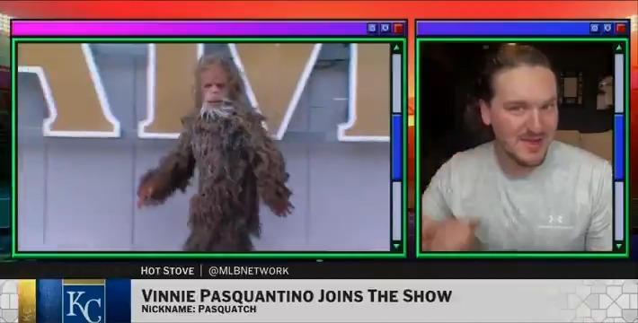 "One of my reasons for trying to be good is to get that guy job security. He's going to be working all 162." 😂 - Kansas City Royals slugger Vinnie Pasquantino on the Kauffman Stadium sasquatch