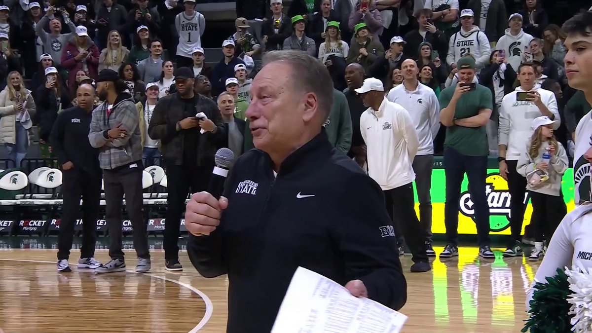"I don't really give a sh*t about the first half. But I do care about all of you for giving me 30 great years." 🙌 Tom Izzo delivers an elite message to Breslin Center after tying Bob Knight's 353 Big Ten wins 🤩 Michigan State Men's Basketball