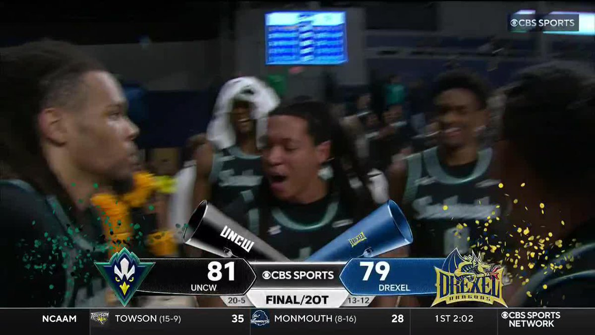 .UNCW Basketball WINS A 2OT MARATHON AT THE BUZZER 🚨 (via CBS Sports College Basketball 🏀)