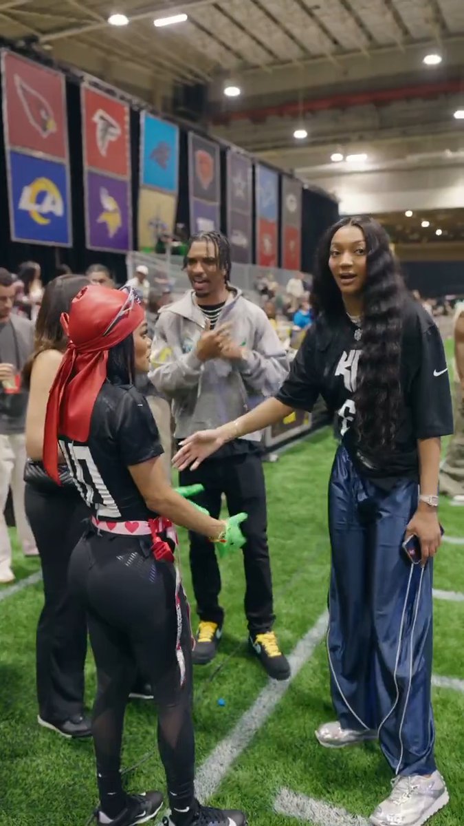 LSU legends Angel Reese and Jayden Daniels 🤝 #SBLIX Flag Football game on NFL YouTube