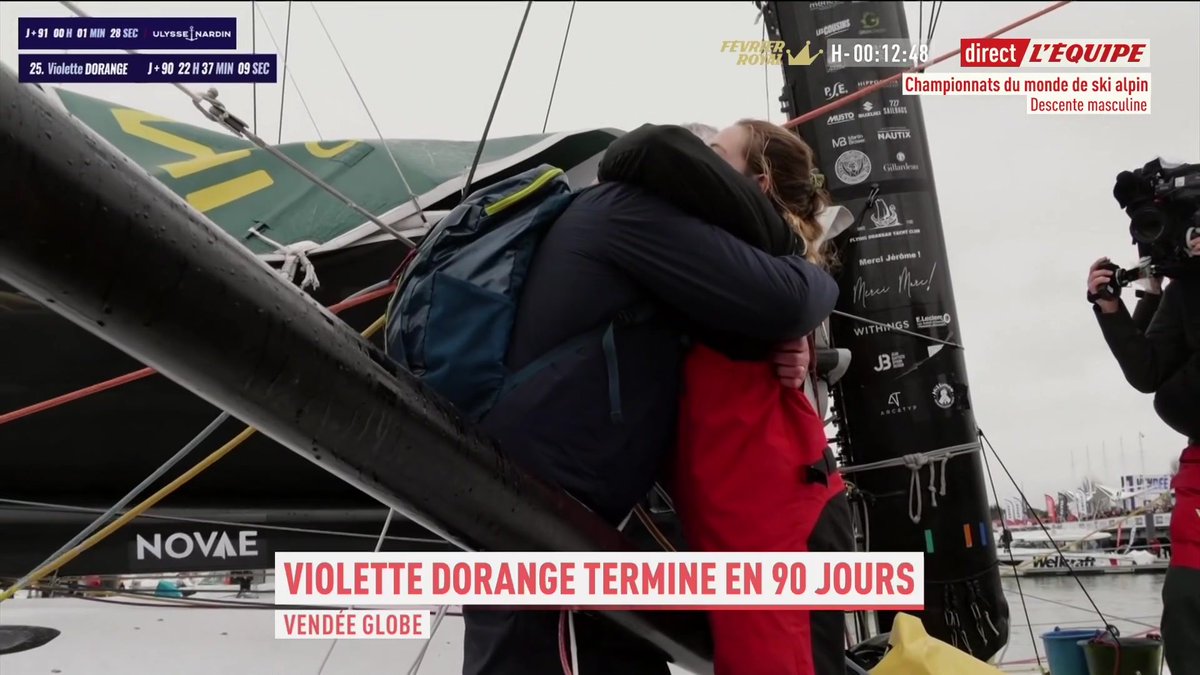 L'émotion de Violette Dorange, qui se retrouve ses proches à son arrivée du Vendée Globe #lequipeVOILE