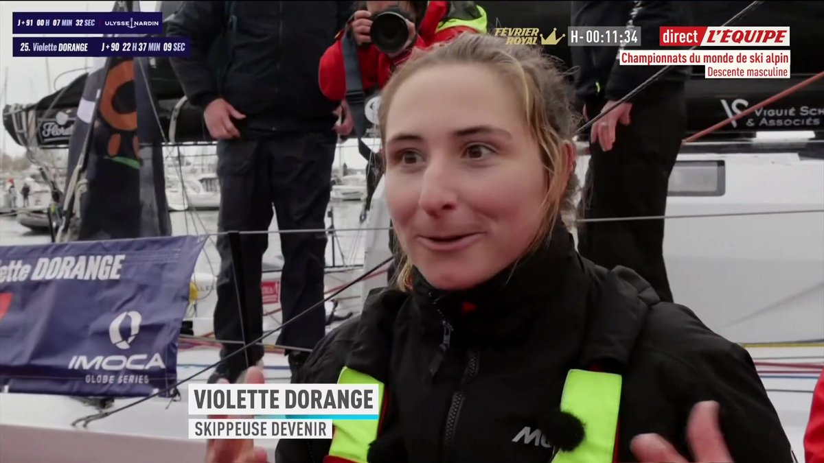 💬 La première réaction de Violette Dorange à son arrivée du Vendée Globe : « Je suis sidérée du monde qu'il y avait ! (...) Je suis tellement heureuse d'avoir réussi ce tour du monde, je suis allée au bout de mon rêve ! » #lequipeVOILE