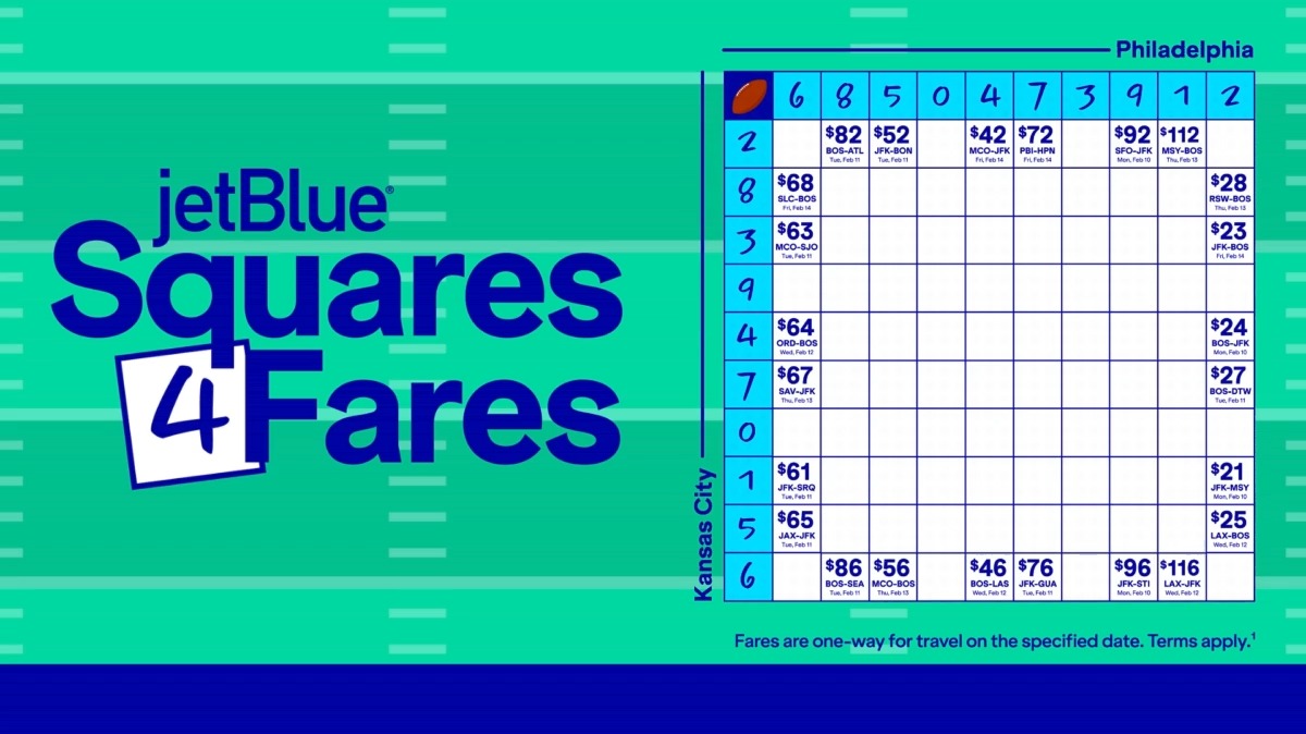 May the best fare win. Follow along during the Big Game today to score big savings, as each winning square unlocks a winning one-way fare. Get in on the action 🏈: [