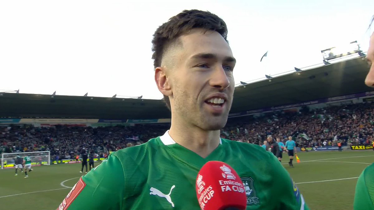 A word from match winner, Ryan Hardie and boyhood Liverpool fan, Callum Wright after their incredible win for Plymouth Argyle FC 🟢 #EmiratesFACup