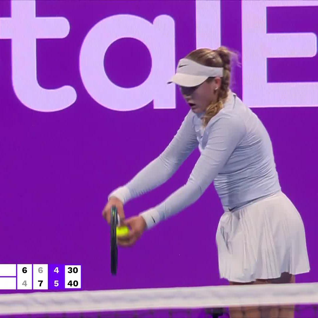 A hard fought victory ⚔️ Mirra Andreeva moves into the next round after defeating Volynets 4-6, 7-6(4), 6-4! #QatarTotalEnergiesOpen