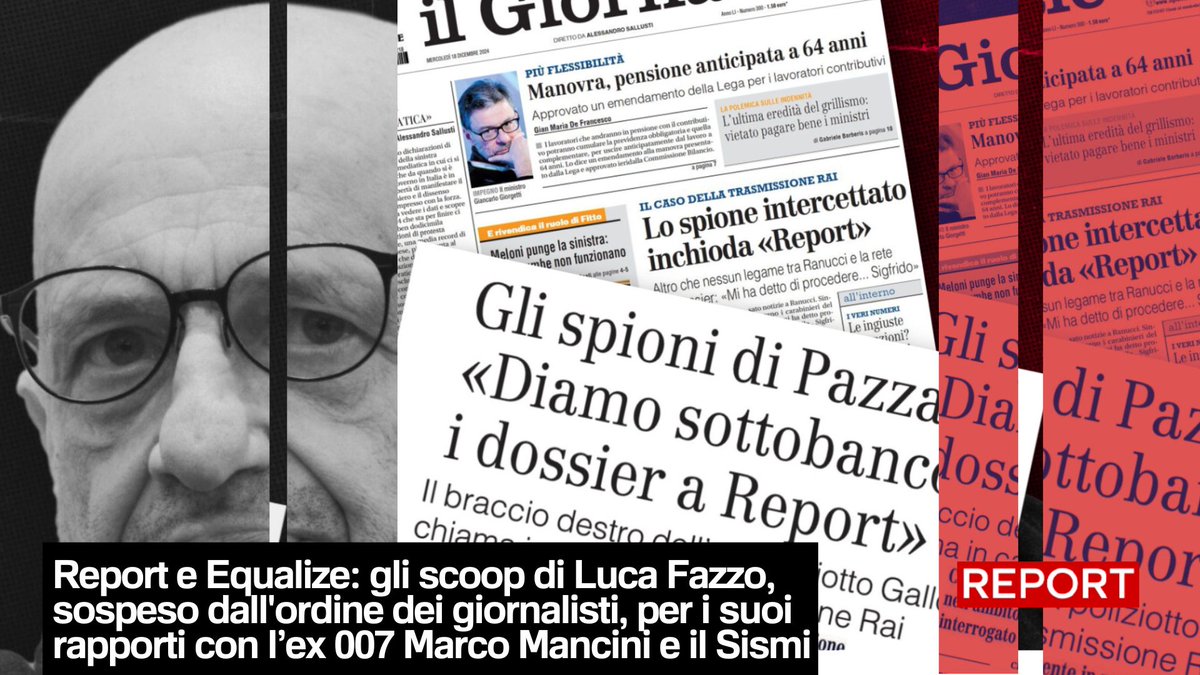 Da diverse settimane Il Giornale, diretto da Alessandro Sallusti sta provando a collegare #Report alla centrale di dossieraggio milanese. Luca Fazzo è il giornalista autore dei presunti scoop. Ora in onda👇