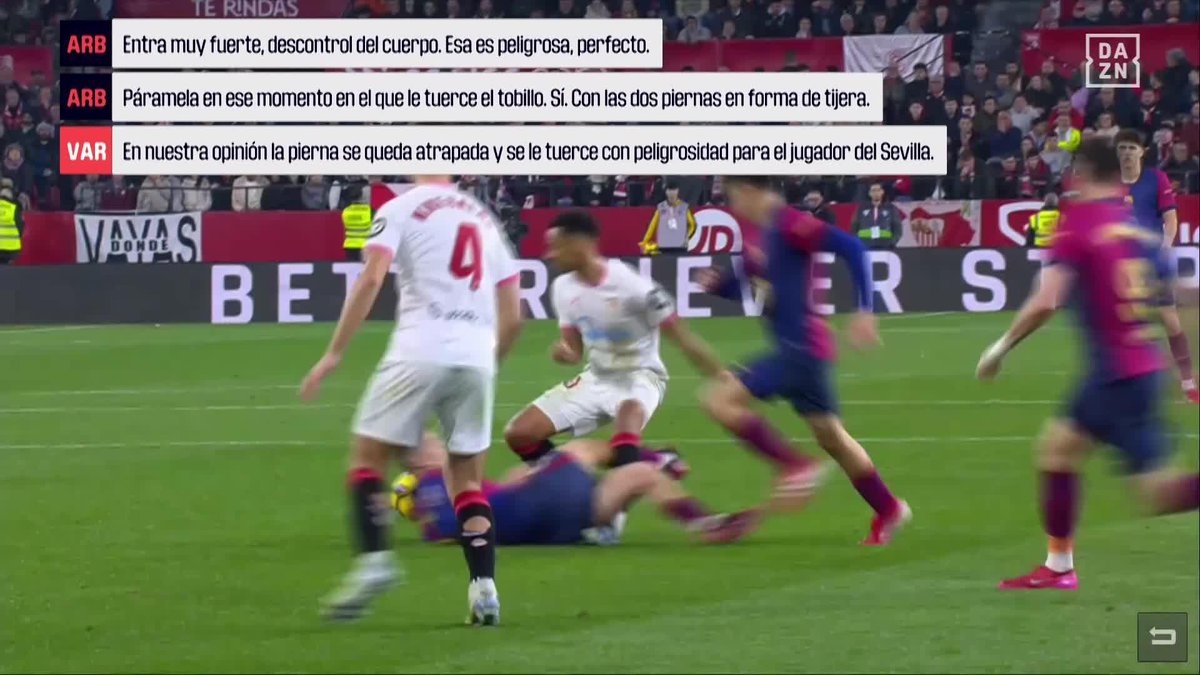 "Entra muy fuerte, descontrol del cuerpo. Esa es peligrosa" AUDIO VAR 🔉 El momento en que Hernández Hernández cambió la amarilla a Fermín por roja #ElPost