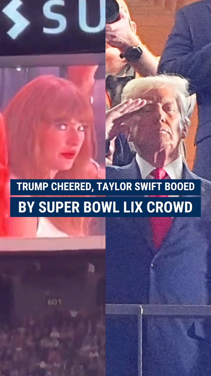 BAD BLOOD: President Trump and Taylor Swift receive vastly different welcomes by the Super Bowl LIX crowd, with the president being greeted with cheers and the pop icon receiving a chorus of boos.