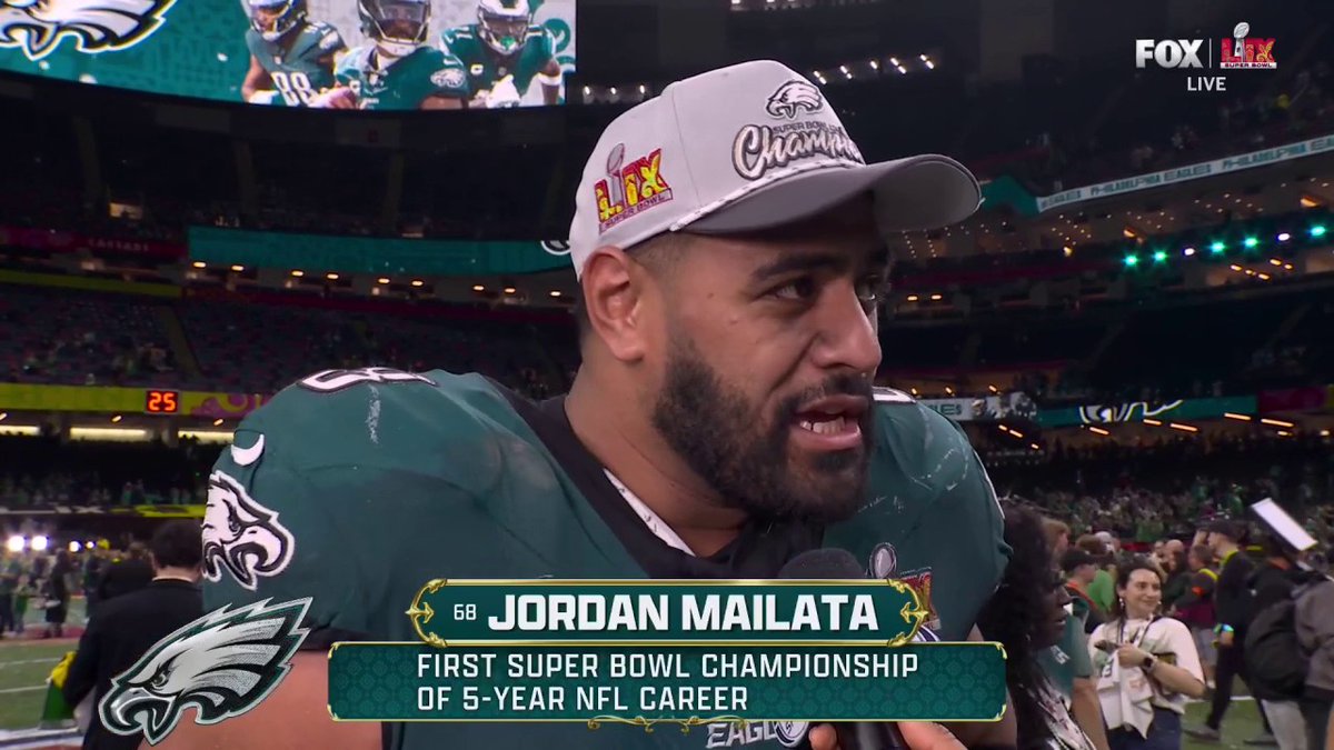 Jordan Mailata catches up with Kristina Pink after the Eagles' Super Bowl win! He reflects on avenging their past Super Bowl loss, Jalen Hurts' leadership, and the defense's impact. 🦅 #SuperBowlLIX