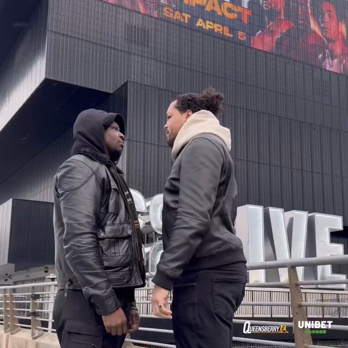 Dillian Whyte and Joe Joyce can't help but laugh as they face off for the first time ahead of their April 5th heavyweight clash in Manchester. [🎥 Queensberry Promotions]