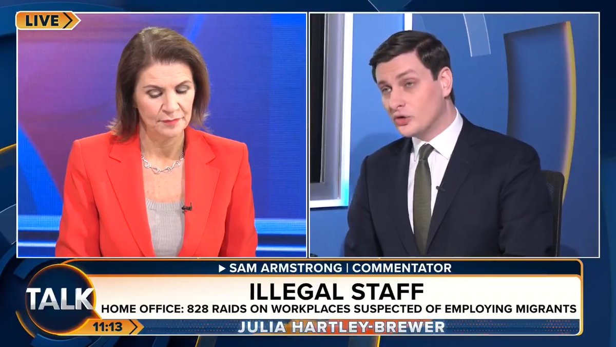 Watch commentator Sam Armstrong’s tirade on the illegal migration crisis. "In a generation we have gone from the greatest country on earth to a country that cannot deport organised foreign criminals!" Julia Hartley-Brewer | Sam Armstrong