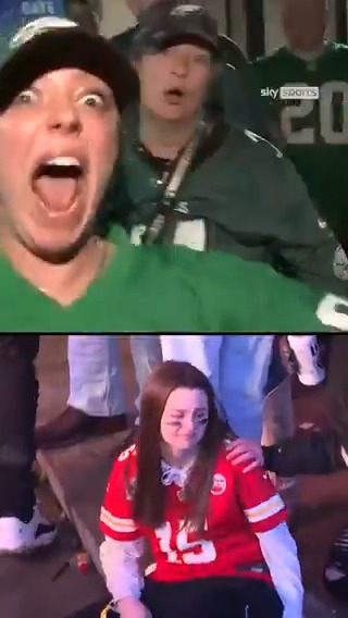 How the two opposing fans reacted to the Philadelphia Eagles winning Super Bowl LIX 🤩😢