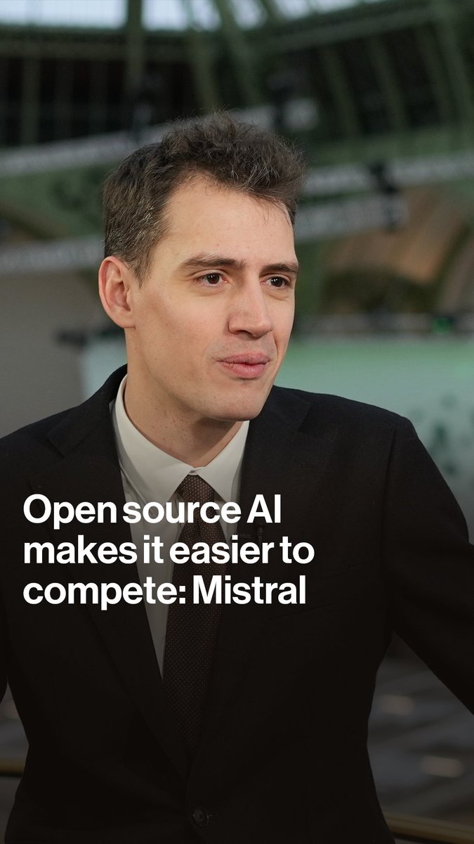 "DeepSeek is great news for open source AI." Mistral CEO Arthur Mensch tells @tommackenzietv that open source models is making artificial intelligence "much cheaper" and easier for competition