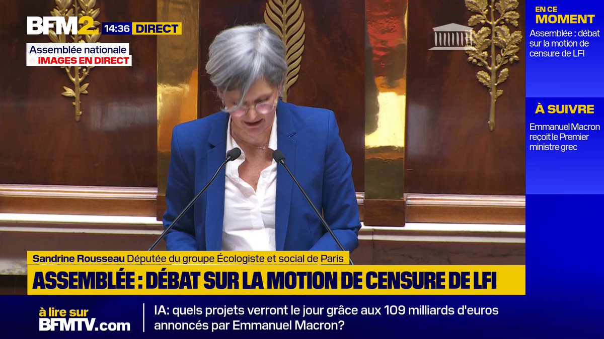 🗨️ "Vous avez le racisme décomplexé (...), vous mangez à la table de l'extrême droite matin, midi et soir" Sandrine Rousseau dénonce la politique du gouvernement Bayrou, lors du débat sur la motion de censure de LFI