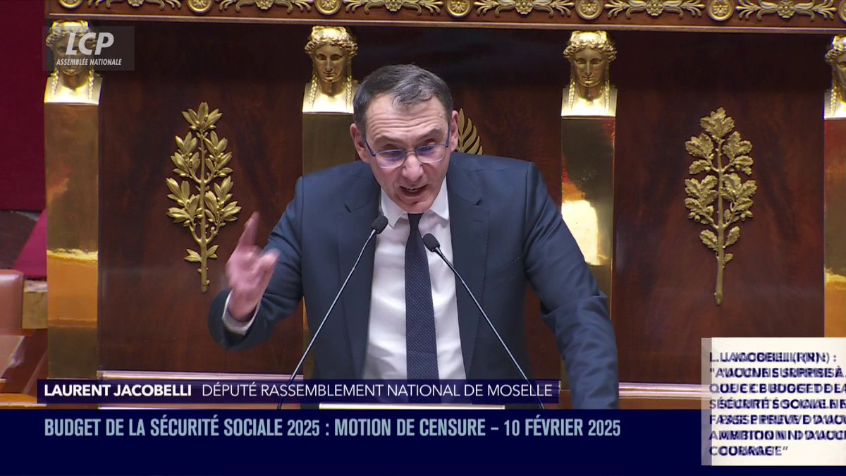 Motion de censure : "Nous aurions mille raisons de le faire (...) mais ça plongerait le pays à nouveau dans un interminable vaudeville", assume Laurent Jacobelli. "A quoi bon voter une censure qui changerait le casting de ce mauvais mélo mais pas le scénario". #DirectAN