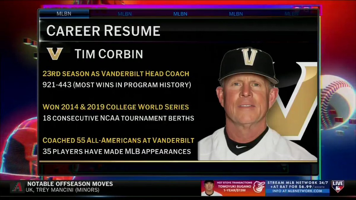 .Vanderbilt Baseball is set to get their 2025 season started this weekend at the MLB Desert Invitational! Head Coach Tim Corbin joined #MLBNHotStove to discuss establishing the culture at Vanderbilt and looking to be consistent year in and year out.
