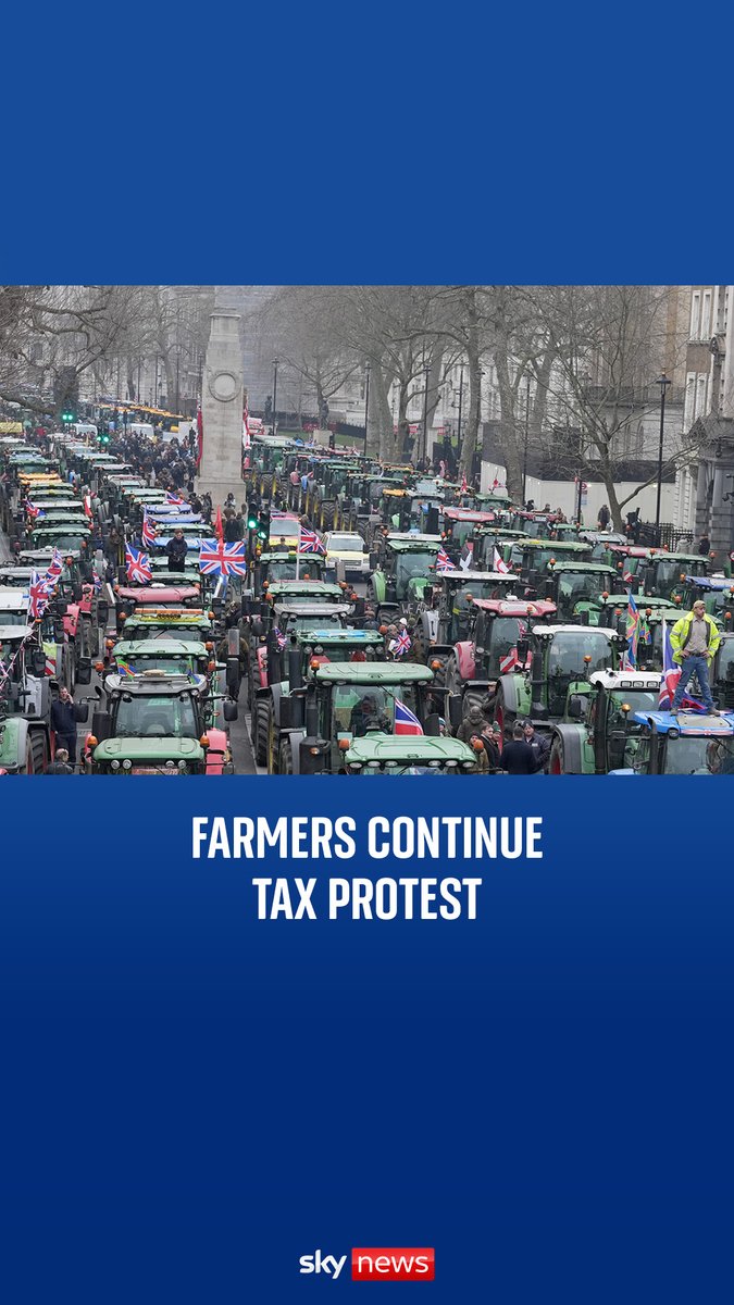 A multitude of demonstrations have been taking place to protest Labour's plans to introduce a 20% inheritance tax rate on farms worth more than £1m. #farmers #protest #uknews #skynews