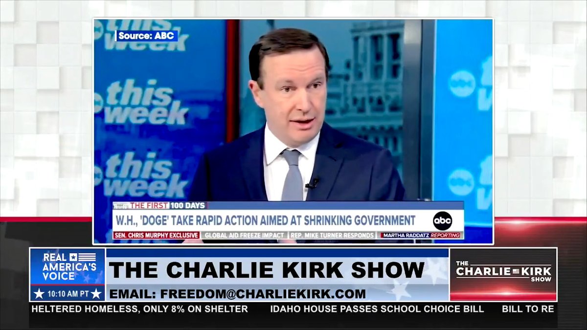 SEN. CHRIS MURPHY IS "COMPLETELY FULL OF IT" Rick Scott's response to critics saying DOGE is a constitutional crisis- "He is completely full of it, we SHOULD watch how we spend every dollar!" @CharlieKirk11