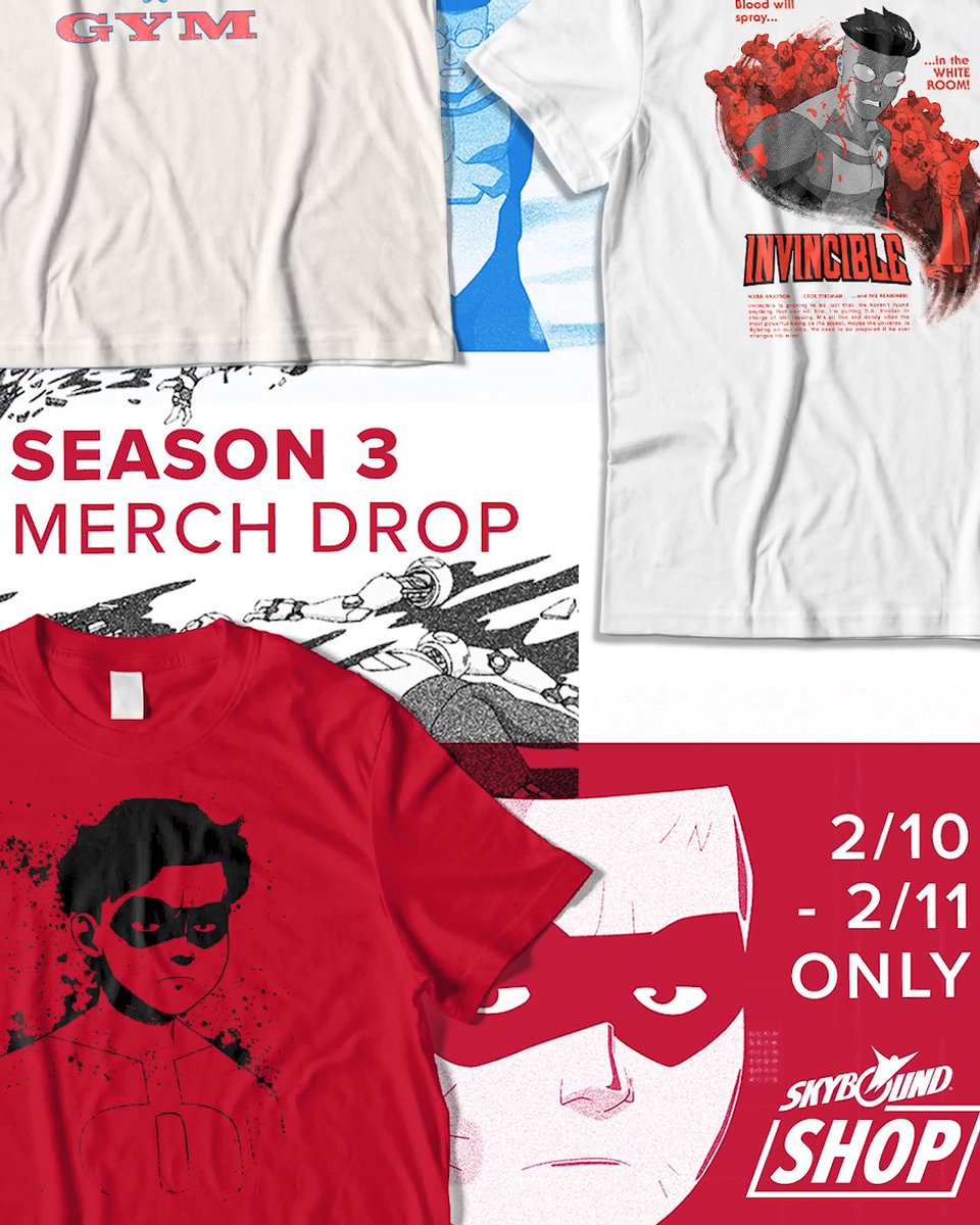 🚨 LAST CHANCE ALERT 🚨 Get these Skybound Shop exclusive INVINCIBLE season 3 shirts before they are gone tomorrow!