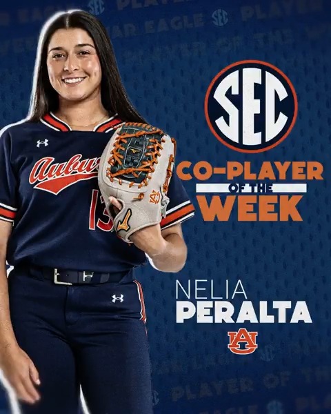 🥎 SEC Player of the Week: Feb. 10 🐅 Nelia Peralta Auburn Softball x #SECSB
