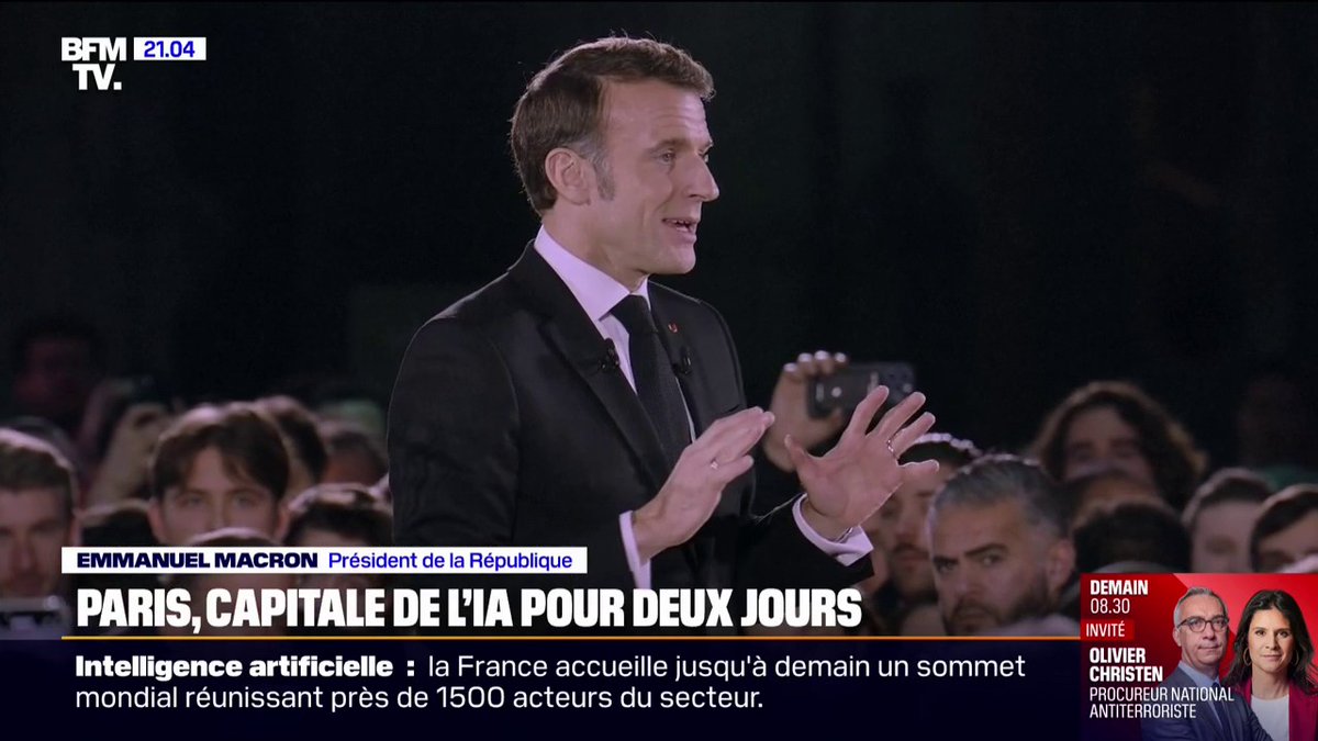 Investissement dans l'intelligence artificielle: "Nous allons adopter la stratégie Notre-Dame de Paris", annonce Emmanuel Macron