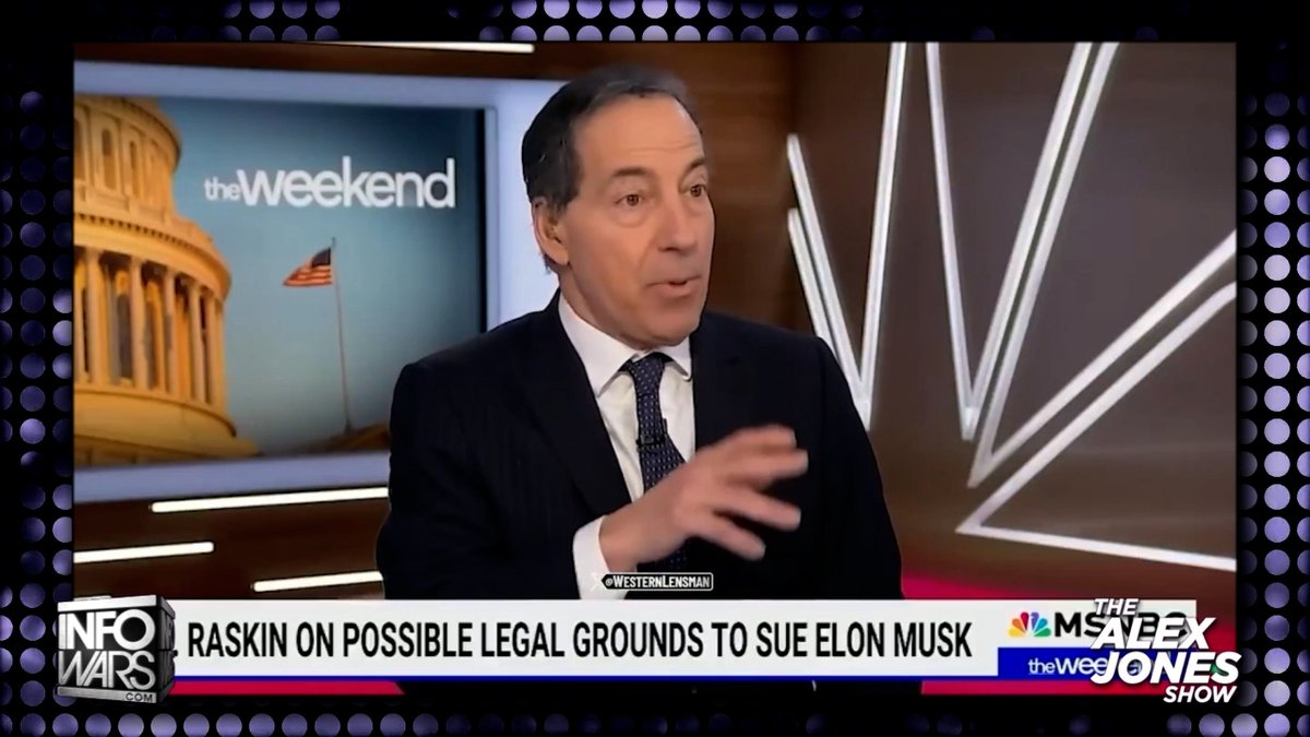 Deep State Crime Boss Jamie Raskin Says Trump Investigating Corruption In The Executive Branch Is Illegal The J6 Fedsurrection Leader Who Was Recently Pardoned By Biden For His Crimes Against America, Now Claims He Will Sue President Trump / Elon Musk 'To Protect The American People' From The Person They Elected To Investigate Him & His Fellow Swamp Rats » WATCH/SHARE THE LIVE X STREAM HERE: