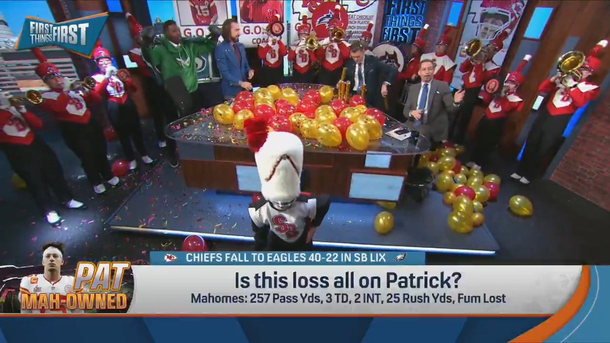 The finale: nick wright reveals the banners he would’ve dropped had the three-peat happened 🥲 And a Rocky-esque Philly version of Greg Jennings pops out to gloat 🥊🤣 Full segment: