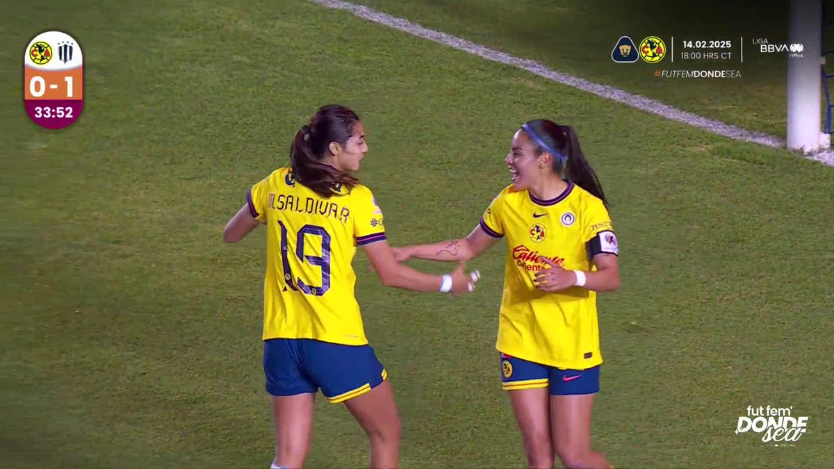 GOLAZOOOOO DE LA JOYITA🥹💛 Sarah Luebbert llegando hasta el fondo y enviando un gran centro para el cabezazo de Monsti Saldívar, ya lo empató el América Femenil💕🦅💎