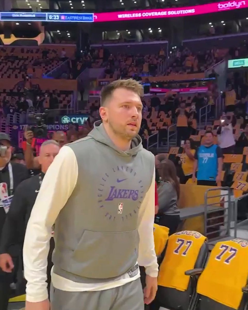 Luka takes the floor for warmups for the first time as a Laker 🍿 📺 Jazz-Lakers | 10:30 ET | ESPN/ESPN+/Disney+