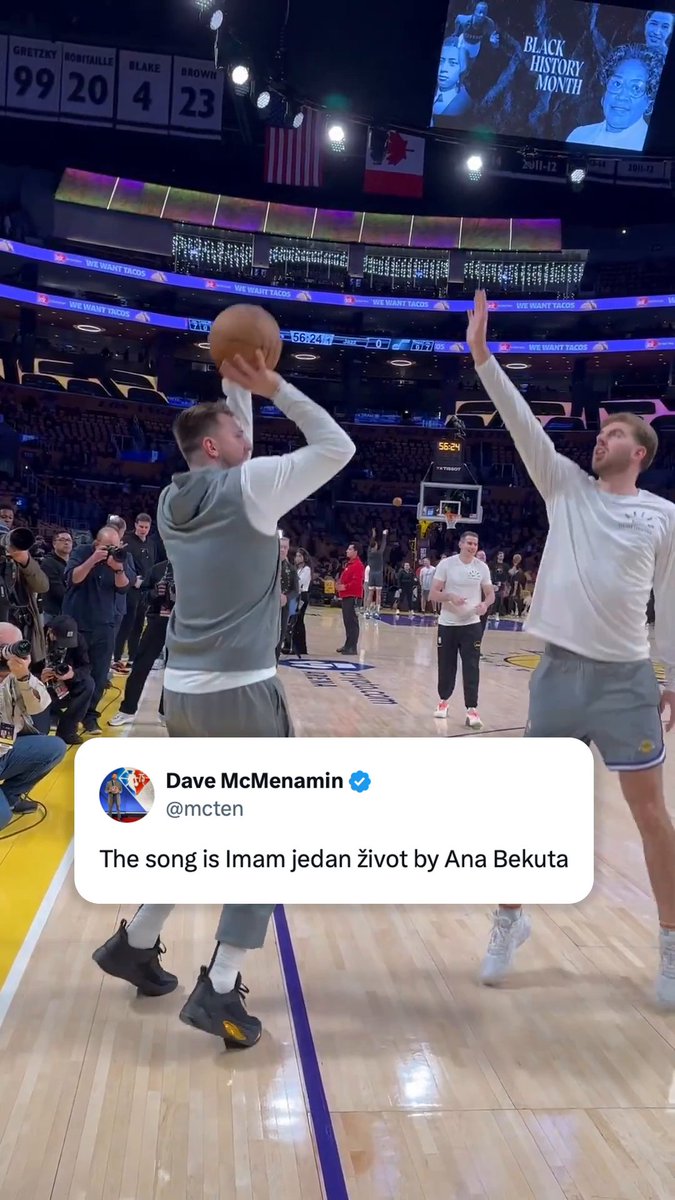 The Lakers playing European music ahead of Luka's debut 😅 🤝 (via Dave McMenamin)