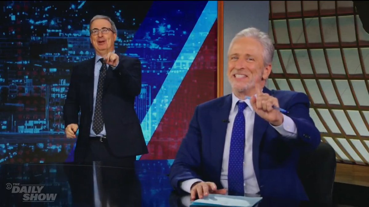 The prodigal son John Oliver returns to welcome Jon Stewart and America to its monarchy era