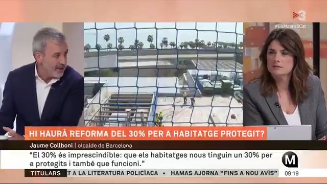🔴 "El 30% destinat a habitatge protegit ha aturat la construcció d'habitatge privat: hi hauria d'haver 2.000 pisos protegits i n'hi ha 26" Jaume Collboni (Jaume Collboni), alcalde de Barcelona #ElsMatins3Cat ▶