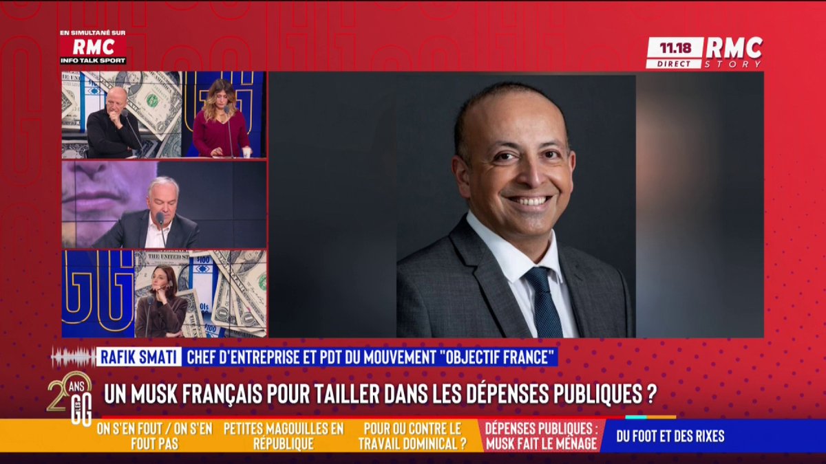 🤑 Un Musk à la française pour tailler dans les dépenses publiques ? 📞 Rafik Smati, chef d'entreprise : "Plus de la moitié de la dépense publique, c'est de la dépense sociale, et notamment des dépenses de retraites." #GGRMC