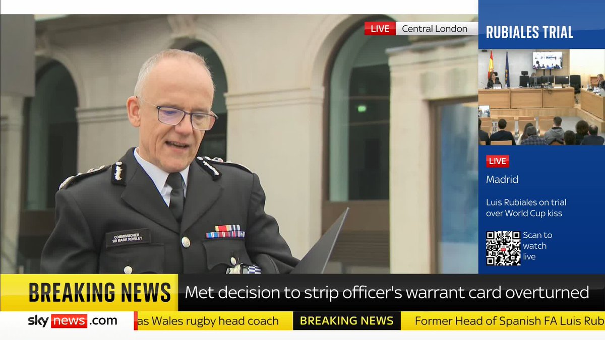 "It is absolutely absurd we cannot sack them." Met Police Commissioner, Mark Rowley has delivered a statement, following the High Court ruling that the Met cannot dismiss officers by removing their vetting clearance Full story ➡️ 📺 Sky 501