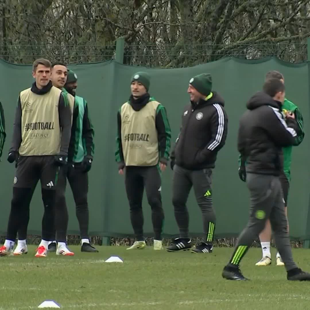 🍀 Maeda, Jota, Schmeichel and co have been training this morning as Celtic countdown to their huge Champions League play-off first leg against Bayern Munich! ⤵️
