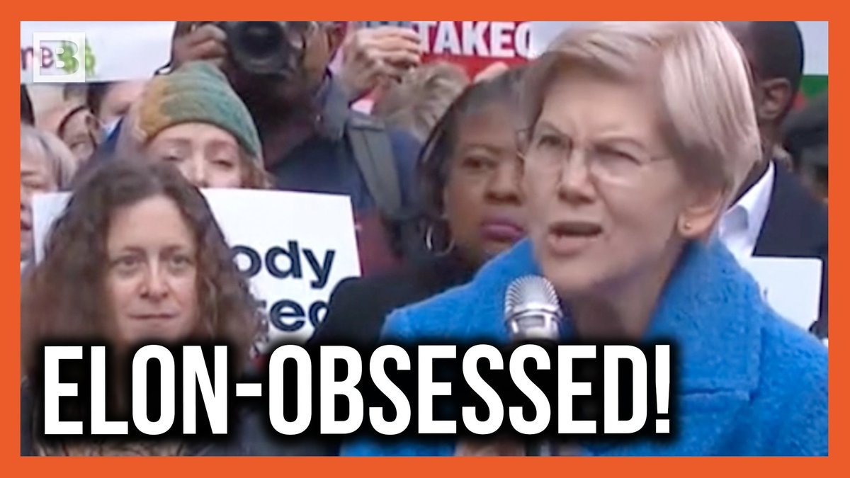Senator Elizabeth Warren screams into a microphone, shaking in anger, to protest Elon Musk cutting government waste.
