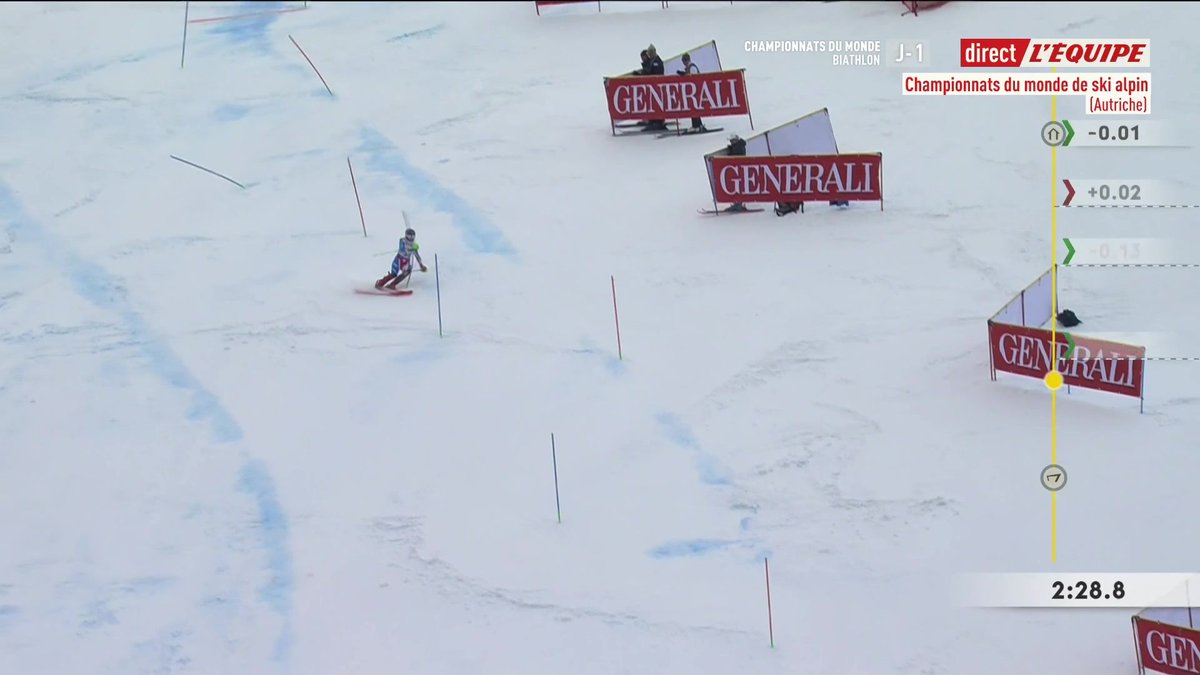 Superbe slalom de Marion Chevrier, qui prend la tête provisoire après son passage ! Suivez les Championnats du monde de ski alpin en direct sur la chaine L'Équipe : #lequipeSKI