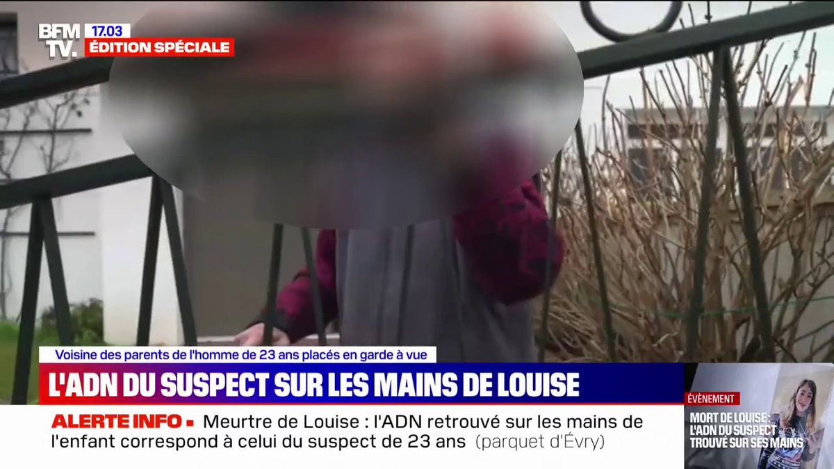 🚨🇫🇷 Le principal suspect dans la mort de Louise, Owen L., "n'a jamais été méchant ni agressif. Ça m'étonnerait de lui. Il avait parfois de mauvaises fréquentations mais pour moi il ne peut pas faire de mal à une mouche", aurait déclaré son voisin à BFM TV.