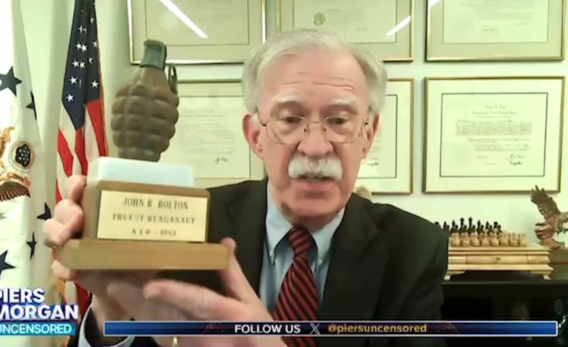 ๐จ BOMBSHELL ๐จ John Bolton, who was in charge of USAIDโs policy and budget, reveals on Piers Morgan this week his โfarewell giftโ he received from USAID: a USAID Hand Grenade with his name engraved on it.