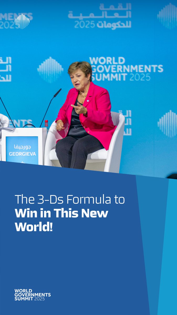 The old world is gone, so what guarantees success today? H.E. Kristalina Georgieva, Managing Director of the International Monetary Fund reveals the 3Ds you need to thrive in this new era: Deregulate, Digitalize, and Diversify. It’s time to adapt, or be left behind! #WGS25 #WorldGovSummit