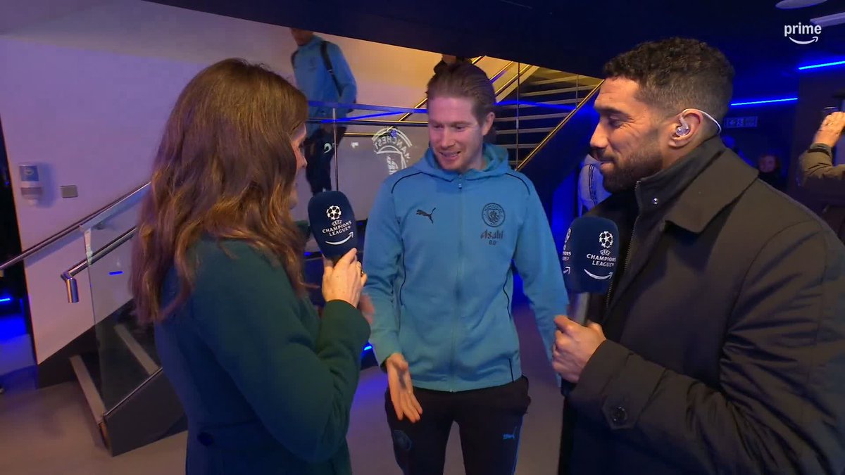How do Man City approach the first leg against Real Madrid ❓ Kevin De Bruyne catches up with Alex Aljoe &amp; Gael Clichy... #UCLonPrime