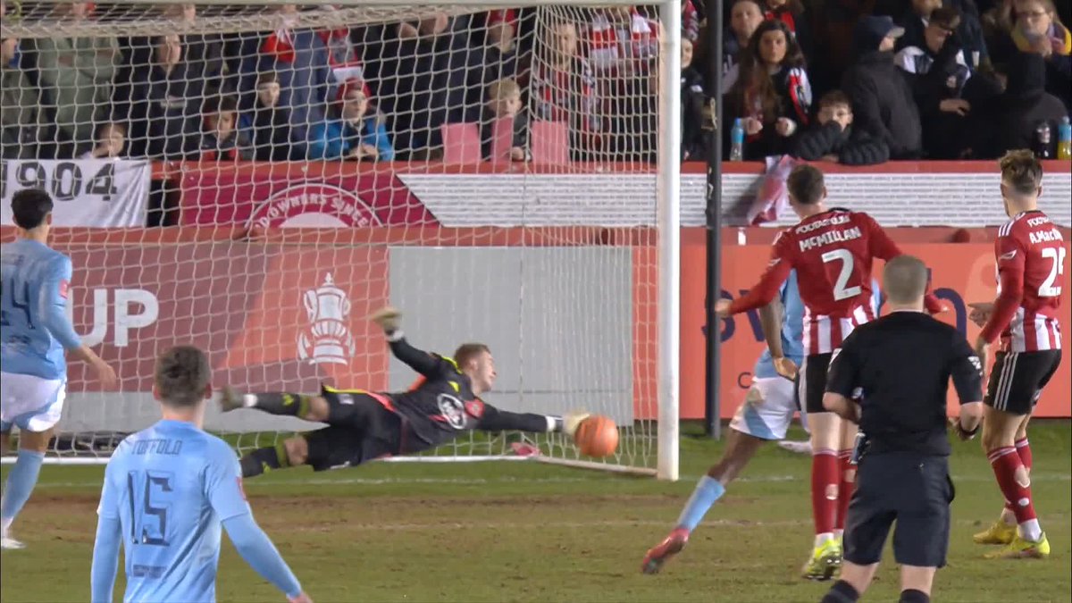 What a save ๐งค Joe Whitworth, take a bow ๐ #ITVFootball | #EmiratesFACup | Exeter City FC