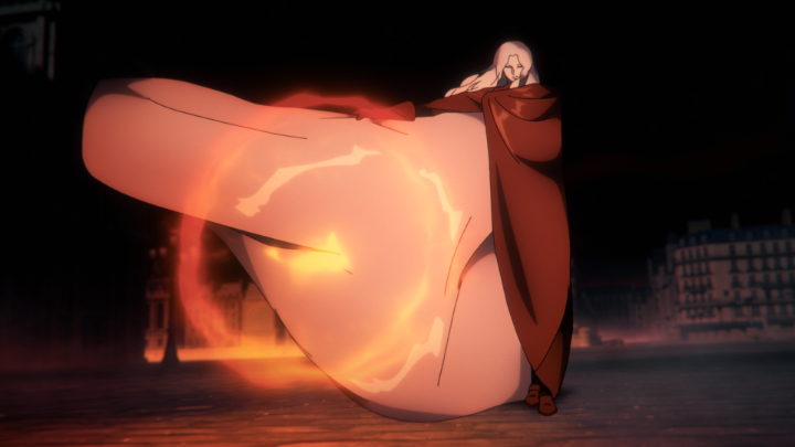 Alucard performing one of Dracula’s signature moves, “Dark Inferno,” from the Castlevania: Symphony of the Night video game 📺Castlevania: Nocturne S2 Ep 8
